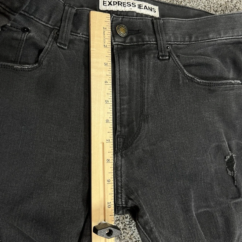 Express Jeans Mens 32x32 Black Rocco Slim‎ Straight Dark Wash Stretch Denim